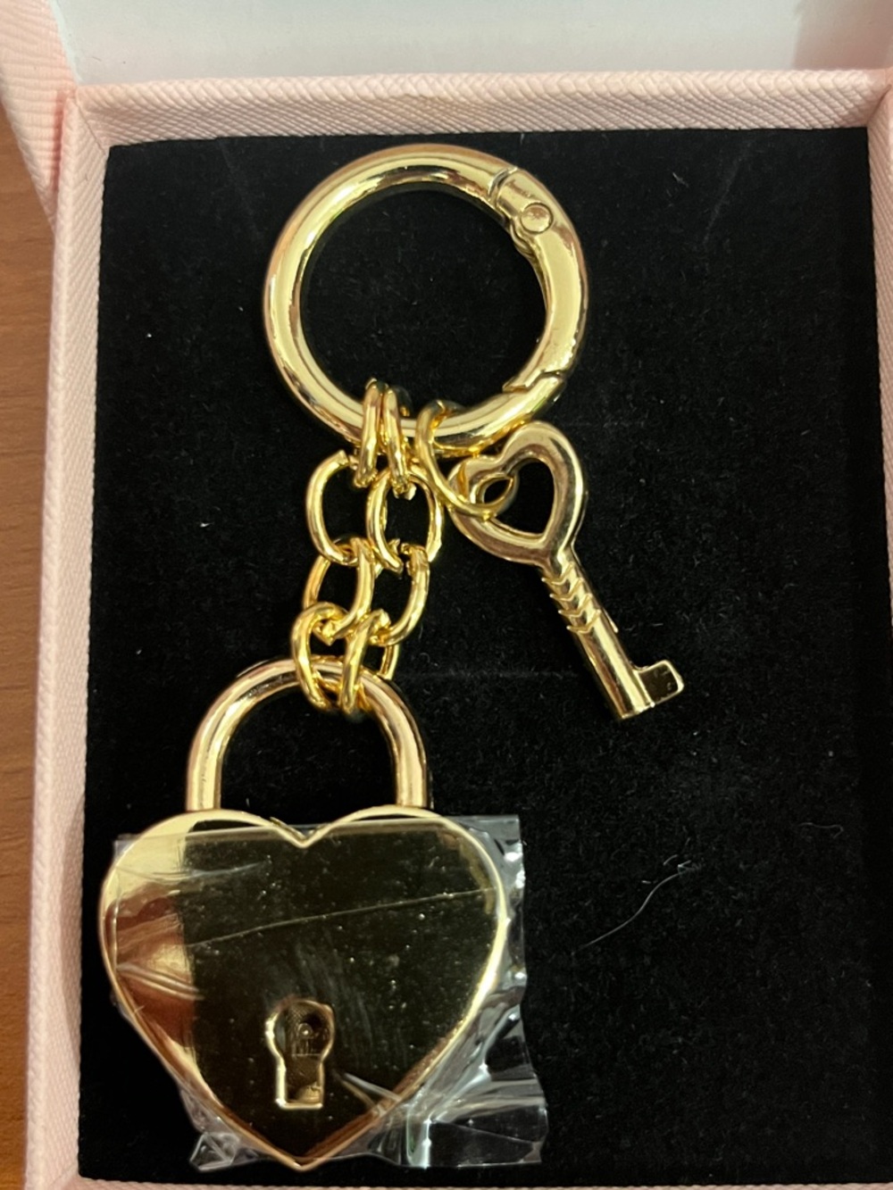 Gold Heart Padlock Key Keychain - Women Accessories